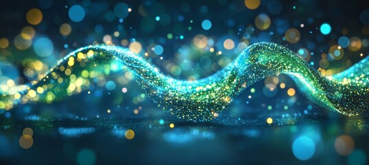 Poster - Emerald Torsion of Abstract Light A Vibrant Dance of Hues and Illumination in Celestial Harmony