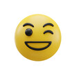 © Nicole - 3D Yellow Emoji Face Winking with Happy Expression a Transparent Design