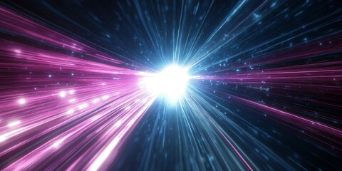 Poster - Futuristic High-Tech Accelerator Dynamic Light Beams and Purple Rays in Cyberpunk Motion Design