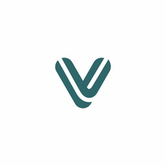 Poster -  letter V logotype. Striped application icon design template. Universal flat  logo design.