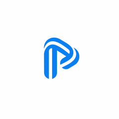 Poster - Vector letter P logotype. Striped application icon design template. Universal flat vector logo design.