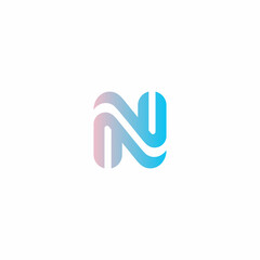 Poster - Letter N from gradient stripes logo design. Creative minimalist flat logotype icon symbol.  illustration.