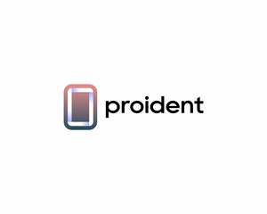 Poster - Smartphone gradient logo design template. Creative device gadget vector logotype isolated on white background.