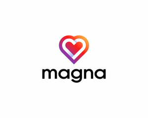 Poster - Bright gradient heart vector logotype. Creative love valentines day sign. Cardiology health icon logo. Vector illustration