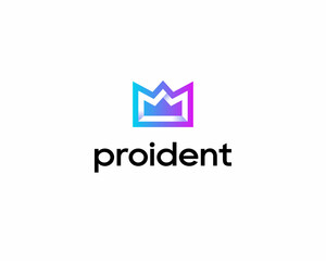 Poster - Abstract gradient crown vector logo design. Creative king royal sign logotype.