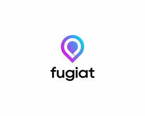 Poster - Gradient pin logo concept. Universal gps navigation vector sign. Location destination logotype. Vector illustration