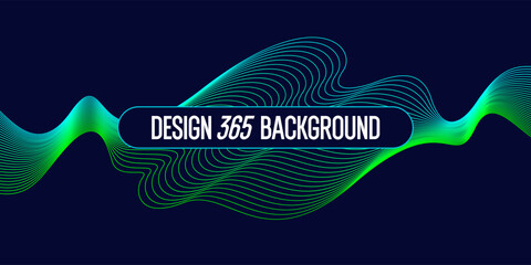 Poster - Vector abstract background with dynamic waves, line and particles. Illustration suitable for design.