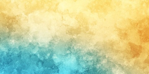 Poster - Beautiful Tranquil Teal to Yellow Watercolor Blend Abstract Canvas with Soft Fluid Texture Design
