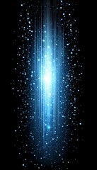 Poster - Abstract blue light trails with glowing particles symbolize modern technology and data insights.