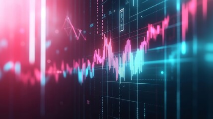 Poster - Colorful Abstract Financial Graph Illustrating Price Trends with Ascending and Descending Lines