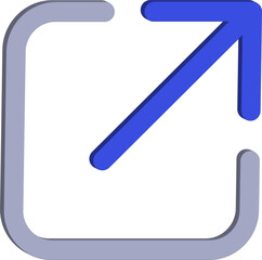 Fototapete - Stylized blue arrow emerging from a rounded square frame with a subtle 3d effect isolated on transparent background