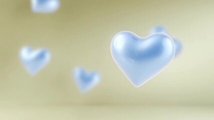 Poster - Animation. Floating blue hearts in a soft, dreamy atmosphere create a romantic and whimsical scene, perfect for expressing love and affection in various design projects