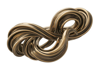 Abstract 3d Golden Shape Isolated Background Rendering Illustration