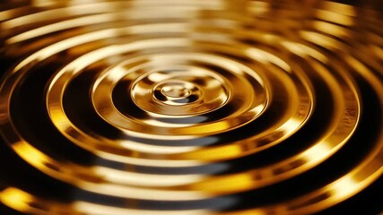 Fototapete - Gold circles creating a mesmerizing ripple effect in a vibrant visual journey, Gold circles with ripple effect 3D render VJ
