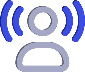 Poster - Stylized 3d icon representing a person with radiating signal waves emanating from their head isolated on transparent background