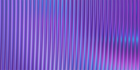 Poster - Ribbed purple glass background with iridescent gradient and blue metal effect. Abstract fractal pattern with neon light waves wall design. Translucent prismatic surface with fluted diamond texture.