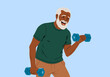 © Westend61 - Illustration of a happy man exercising with dumbbells
