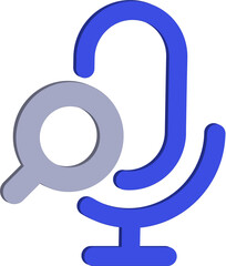 Fototapete - Stylized microphone icon combined with a magnifying glass symbolizing audio search or sound analysis isolated on transparent background