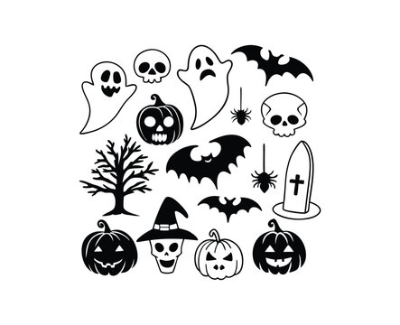 happy halloween day background, pumpkin monster vector design Orange Background, Banner Vector Design