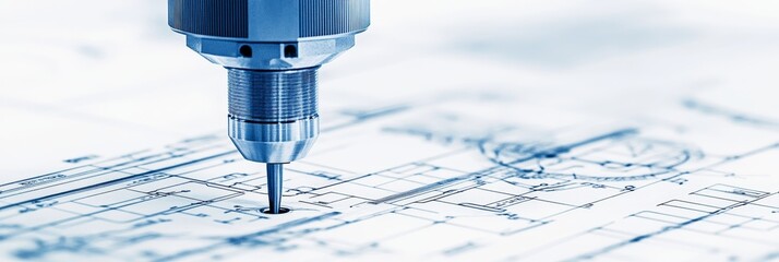 Poster - Industrial Machining Workstation Image Showcasing Technical Development and CNC Tool Precision