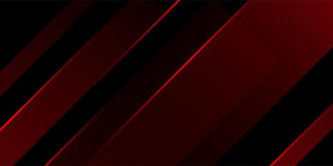 Poster - Abstract red and black design background with stroke and shadow effect. Red gradient wallpaper with minimal geometric