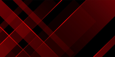Poster - Abstract red and black design background with stroke and shadow effect. Red gradient wallpaper with minimal geometric, vector