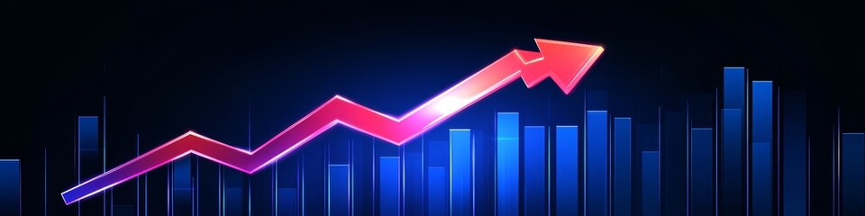 Poster - Dynamic Ascent Visual Representation of Financial Growth with Glowing Chart and Upward Arrow Trend