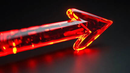 Poster - Bright red arrow pointing right with glowing effects on a dark surface