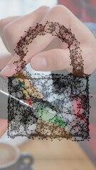 Poster - Animation of network security padlock over people using payment terminal
