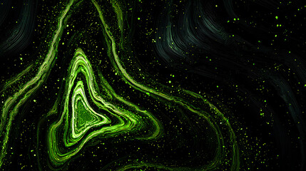 Poster - Glowing green abstract shape dark grainy black background noise texture futuristic dynamic poster Stock Illustration