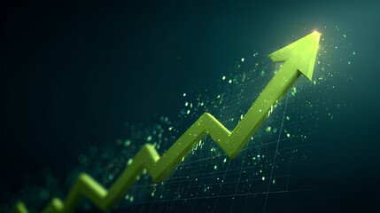 Poster - green arrow graph stock market growth up trend concept of business growth stock market profit Stock Illustration