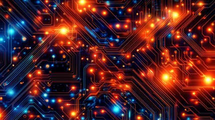 Poster - Complex Electronic Circuit Board Illustrating Advanced Technology and Cybernetic Designs in Detail