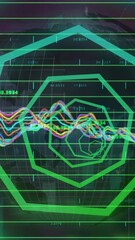 Poster - Animation of neon shapes and graphs on black background