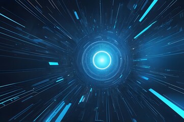 Fototapete - Abstract Blue Technology Background. An abstract blue background with a feeling of movement of computer information.