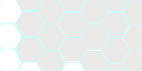 Aufkleber - White 3d hexagonal technology vector abstract background. Blue bright energy flashes under hexagon in modern technology futuristic background vector illustration.