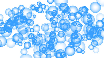 Wall Mural - blue bubbles overlay effect on transparent background design element