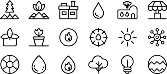 Poster - Set of black vector flower icons with eco and nature design elements for business and web use