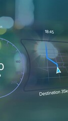 Poster - Animation of electric car speedometer data processing over city