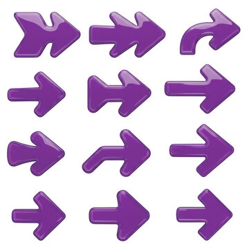 Purple Arrows Direct Navigation Icons Transparent Background Illustration