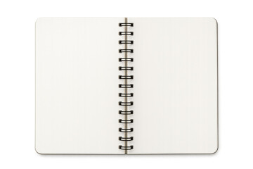 Fototapete - Realistic open spiral notebook mockup with blank white pages on transparent background, perfect for showcasing designs or text