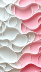 Poster - Elegant Abstract 3D Relief Surface with Delicate Wave Texture Pattern in Soft Gradient Pale Shades