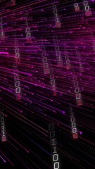 Poster - Animation of binary coding and data processing over black background