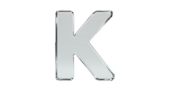 Silver Letter K Isolated Illustration Alphabet Typography
