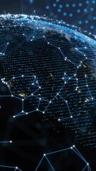 Poster - Animation of globe over glowing connections on black background