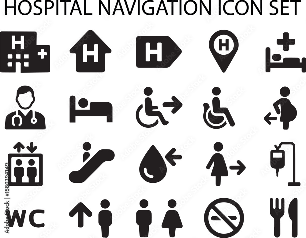 hospital location, navigation signs, clinic map, emergency wayfinding ...