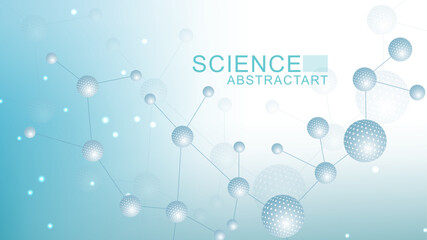 Poster - Structure molecule and communication Dna, atom, neurons. Science concept for your design. Connected lines with dots. Medical, technology, chemistry, science background. illustration.