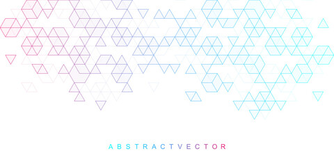 Fototapete - Modern abstract texture background with triangle and hexagonal shapes. Hexagonal geometric pattern for poster, header, web banner, footer, website, presentation