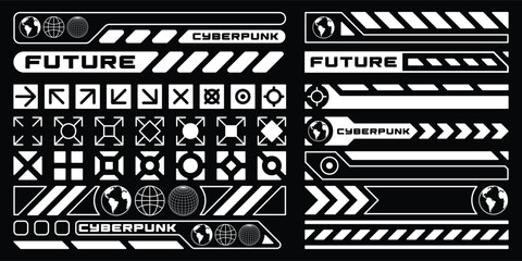 Aufkleber - Futuristic cyberpunk interface element, technology graphic vector, user Interface set. Vector graphic	