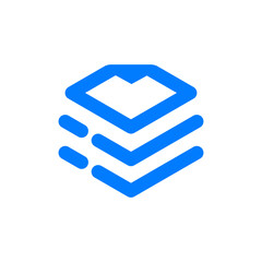 Aufkleber - A minimalist blue logo composed of stacked, stylized 