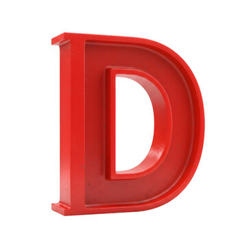 Red Glossy Uppercase Letter D 3D Render with Transparent Background
